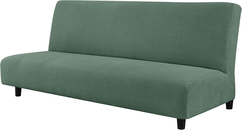 CHUN YI Stretch Armless Sofa Slipcover Elastic Fitted Full Folding Futon Cover without Armrests with Elastic Bottom for Kids, Removable Machine Washable Furniture Sofa for Futon Couch (Sand) Home & Garden > Decor > Chair & Sofa Cushions CHUN YI Dark Cyan  