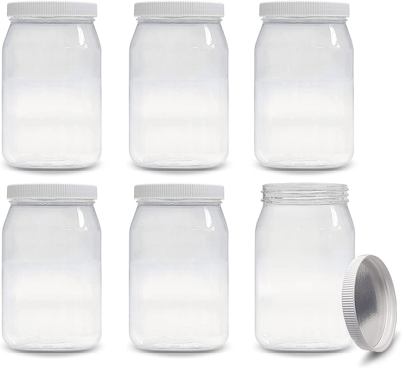 Ljdeals 16 Oz Clear Plastic Jars with Lids, Storage Containers, Wide Mouth PET Mason Jars, Pack of 6, BPA Free, Food Safe, Made in USA Home & Garden > Decor > Decorative Jars ljdeals   