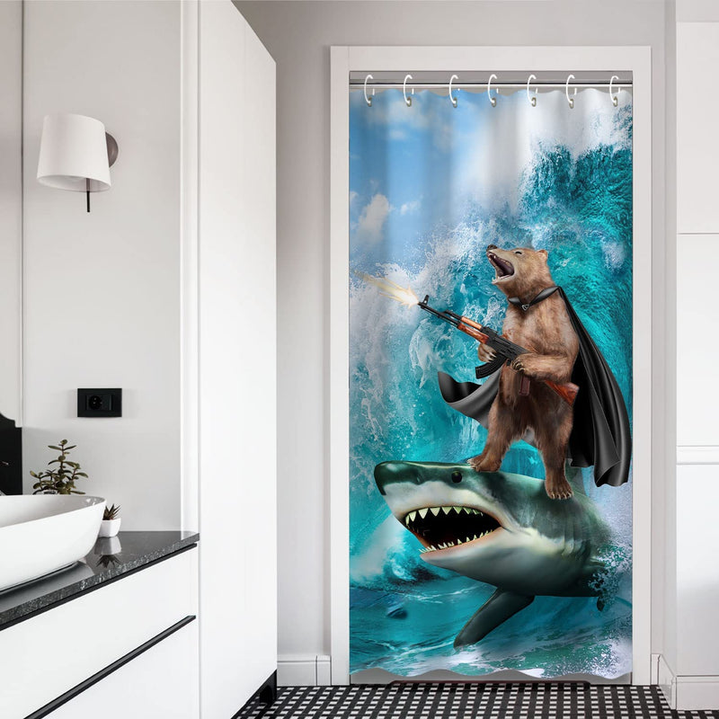 Rosielily Dinosaur Shower Curtain, Kids Shower Curtain, Funny Shower Curtain, Cute Shower Curtain Set with 12 Hooks, Cool Shower Curtain for Bathroom Decor, 72"X84" Sporting Goods > Outdoor Recreation > Fishing > Fishing Rods RosieLily Gobear 36"x72" 