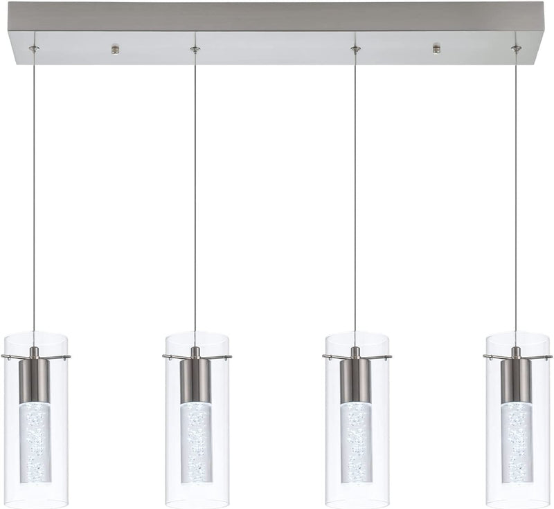 Leadtek Pendant Lights,5-Light Integrated Kitchen Light, 40W CRI 80+, 3400Lm Premium Screwed Bubble with Brushed Nickel Finish.