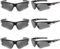 Sports Sun Glasses,Polycarbonate Impact Scratch Resistant, Wrap-Around Uv Protective Eyewear Men Women Cycling(Pack of 6) Sporting Goods > Outdoor Recreation > Cycling > Cycling Apparel & Accessories Generic Black  