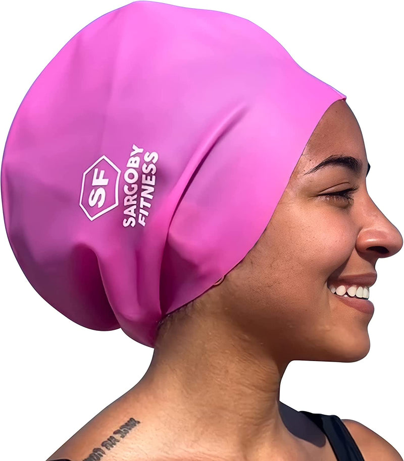 Sargoby Fitness Extra Large Swim Cap for Braids and Dreadlocks Use Unisex XL Swim Cap Also Use for Afros and Locs Dreads Swim Cap Swimming Cap for Dreadlocks Swim Cap for Braids Sporting Goods > Outdoor Recreation > Boating & Water Sports > Swimming > Swim Caps Sargoby Pink X-Large 