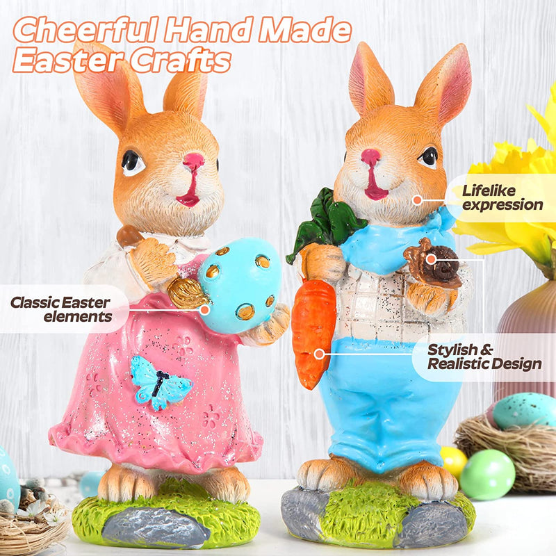 Easter Bunny Decorations for the Home Spring Easter Table Decor, Lovely Resin Rabbits Figurine Easter Crafts Decorations Spring Decorations for Gift Easter Party Office Home Indoor Decor (2Pcs) Home & Garden > Decor > Seasonal & Holiday Decorations RESAUL   