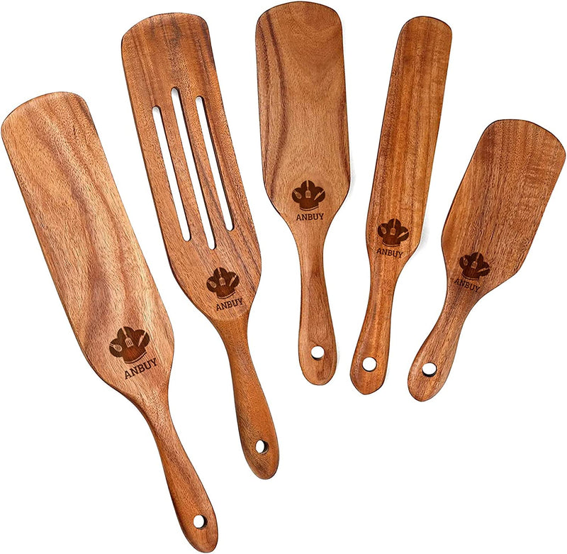 Spurtles Kitchen Tools as Seen on Tv, 5Pcs Spurtles Kitchen Tools as Seen on TV, Natural Teak Wooden Cooking Utensils, Slotted Spurtles Set with Hanging Hole, Heat Resistant Nonstick Home & Garden > Kitchen & Dining > Kitchen Tools & Utensils ANBUY 5 pcs spurtles  