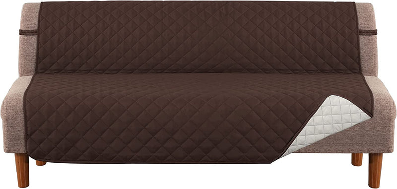 Meillemaison Sofa Slipcovers Reversible Quilted Chair Cover Water Resistant Furniture Protector with Elastic Straps for Pets/ Kids/ Dog(Chair, Black/Grey) (MMCLKSFD01C6) Home & Garden > Decor > Chair & Sofa Cushions MeilleMaison Chocolate/Beige Futon 