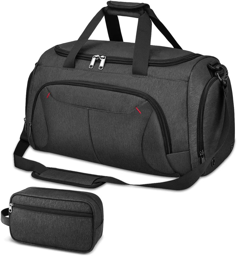 Gym Duffle Bag Waterproof Large Sports Bags Travel Duffel Bags with Shoes Compartment Weekender Overnight Bag Men Women 40L Grey Blue Home & Garden > Household Supplies > Storage & Organization NUBILY Dark Black  