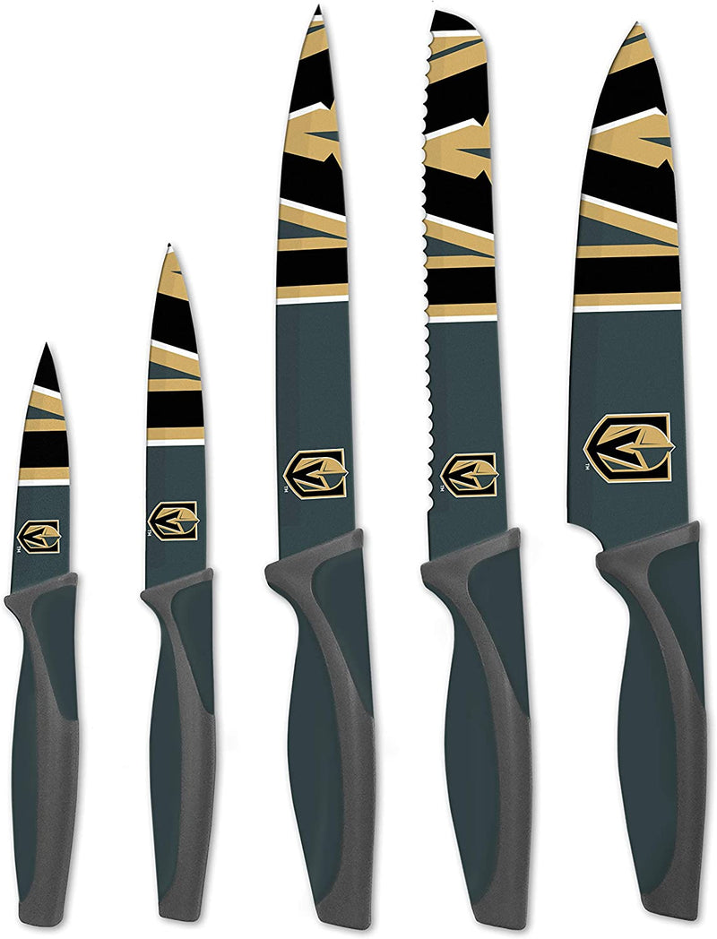 NHL 5-Piece Kitchen Knife Set - Includes Chef Knife, Bread Knife, Carving Knife, Utility Knife, Paring Knife - Durable & Dishwasher Safe - Ideal Gift for the Loyal Sports Fan Home & Garden > Kitchen & Dining > Kitchen Tools & Utensils > Kitchen Knives The Sports Vault   