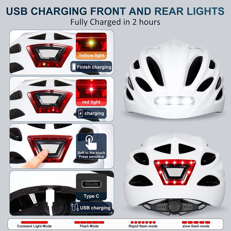 Gudook Bike Helmet Adult Helmets for Men/Women: with USB Rechargeable Front and Rear LED Light for Cycling Urban Commuter Casco Para Bicicleta Lightweight Bicycle Helmet Sporting Goods > Outdoor Recreation > Cycling > Cycling Apparel & Accessories > Bicycle Helmets Gudook   