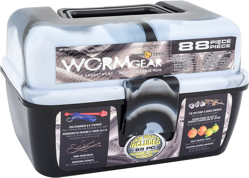 Worm Gear 88 Piece Loaded Tackle Box Sporting Goods > Outdoor Recreation > Fishing > Fishing Tackle WORM GEAR Black/White  