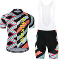 MOXILYN Men'S Cycling Jersey Bike Clothing Set Full Zipper Breathable Quick-Dry Shirt + Cycling Bibs with 20D Padded