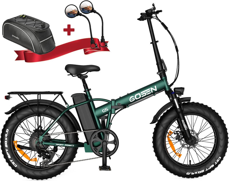 GESHENG S5/G5 750W Electric Bike, 31MPH【LG Battery】 48V 15AH Foldable Ebike, 20" X4.0" Step-Thru/Over Fat Tire Electric Bicycle for Adults Commute Sporting Goods > Outdoor Recreation > Cycling > Bicycles GESHENG GREEN-G5  