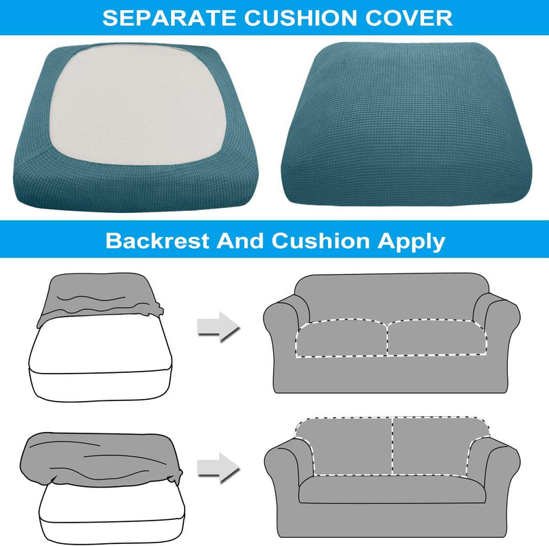 Sofa Cushion Covers NORTHERN BROTHERS Stretch Couch Cushion Covers Spandex Sofa Couch Seat Covers for 2 Cushion Couch Cushion Slipcovers Covers for Living Room (2 Piece Seat Cushion Covers, Sky Blue)