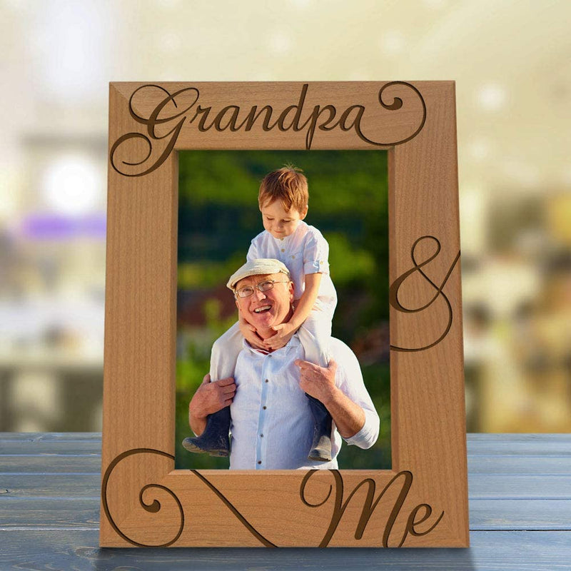 KATE POSH Grandpa and Me Engraved Natural Wood Picture Frame, I Love You Grandpa, Grandparent'S Day, Best Grandpa Ever, Grandfather Gifts, Grandpa & Me, Father'S Day, Christmas (4X6-Vertical) Home & Garden > Decor > Picture Frames KATE POSH   