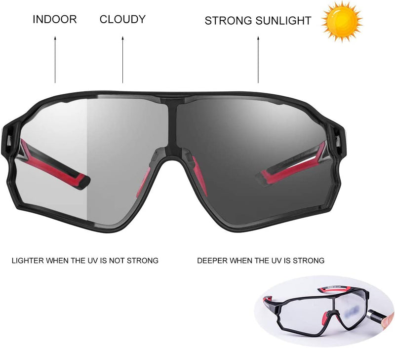 ROCKBROS Photochromic Sunglasses for Men Cycling Sunglasses Sports Bike Glasses Sporting Goods > Outdoor Recreation > Winter Sports & Activities ROCKBROS   