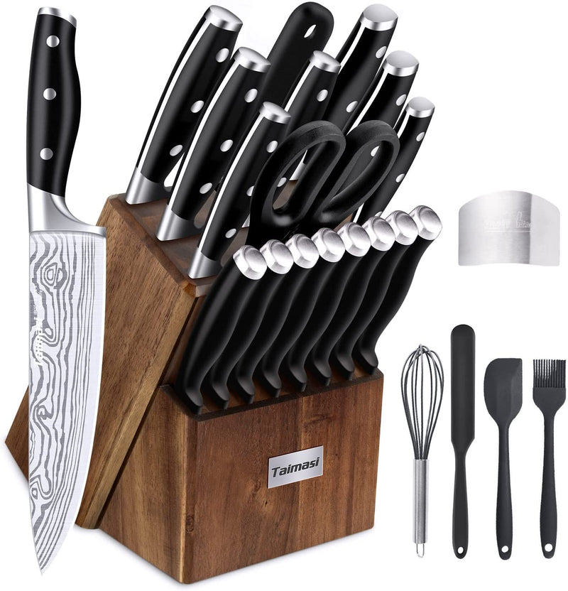 Knife Set, 23 Pcs Kitchen Knife Set with Block & Sharpener Rod, High Carbon Stainless Steel Chef Knife Set, Ultra Sharp, Full-Tang Design Home & Garden > Kitchen & Dining > Kitchen Tools & Utensils > Kitchen Knives TAIMASI   