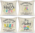AENEY Easter Pillow Covers 18X18 Set of 4 Easter Decor for Home Buffalo Plaid Happy Easter Bunny Easter Eggs Basket Easter Pillows Decorative Throw Pillows Farmhouse Easter Decorations A337-18