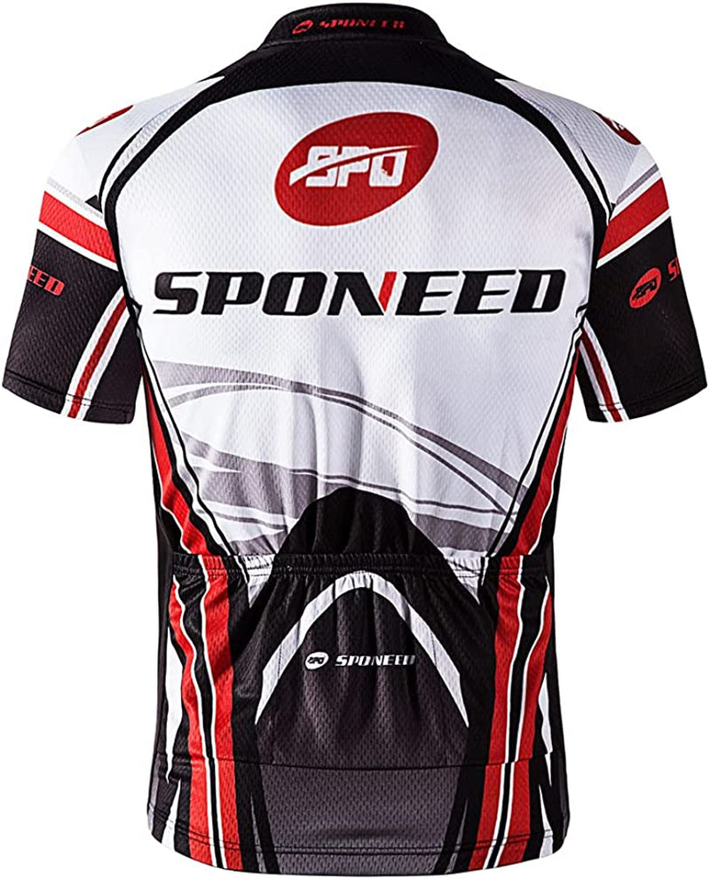 Sponeed Men Bicycle Jersey Full Zipper Biking Shirt Cycling Tops Breathable Sporting Goods > Outdoor Recreation > Cycling > Cycling Apparel & Accessories sponeed   