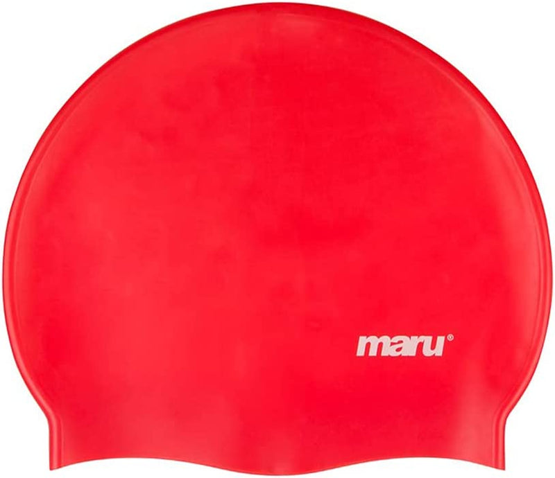 MARU Multi-Coloured Silicone Swim Hat (Unisex, One Size Fits Most) Sporting Goods > Outdoor Recreation > Boating & Water Sports > Swimming > Swim Caps Maru Red  