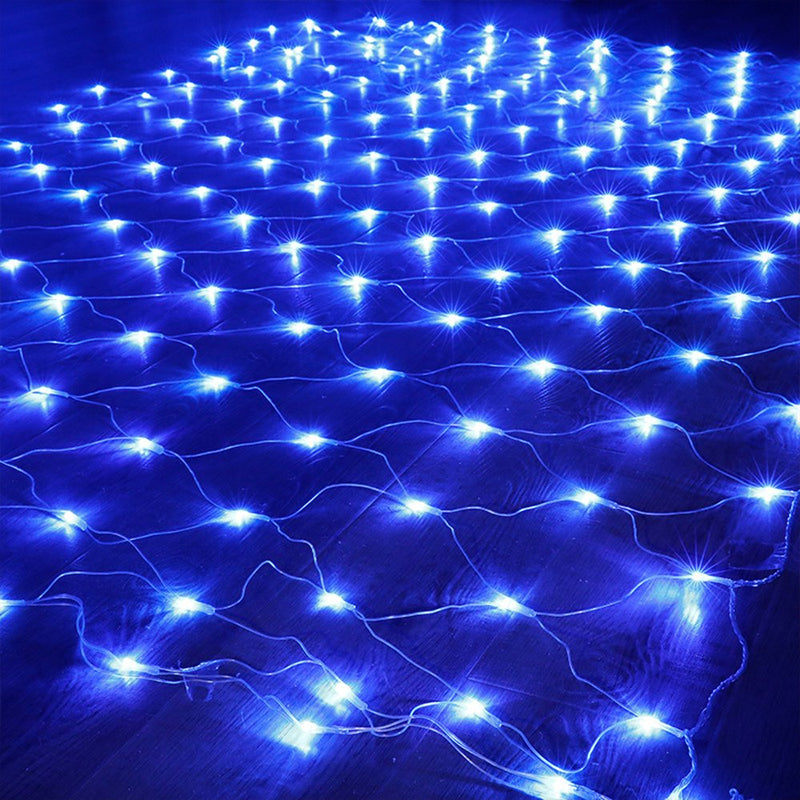 LED Net Mesh String Fairy Lights 200 Leds, 6.56 Ft X 9.84 Ft,8 Modes, Blue Outdoor Transparency String Lights Waterproof Christmas Decorative Lights for Christmas Tree, Holiday, Party, Wedding Home & Garden > Lighting > Light Ropes & Strings MORTTIC Blue  