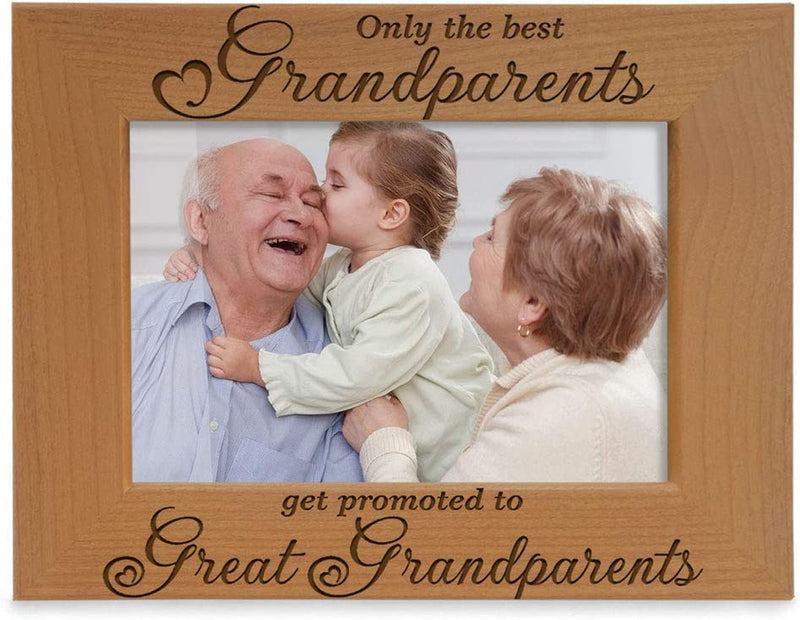 Only the Best Grandparents Get Promoted to Great Grandparents Engraved Natural Wood Picture Frame, Grandma Grandpa Gifts, Grandparents Day Gifts, Mother'S Day, Father'S Day (4" X 6" Horizontal) Home & Garden > Decor > Picture Frames KATE POSH 4" x 6" Horizontal  