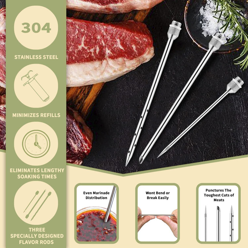 Meat Injector Syringe 2-Oz Marinade Flavor Barrel 304 Stainless Steel with 3 Marinade Needles, Travel Case for BBQ Grill Smoker, Turkey, Brisket, Paper Instruction and E-Book Included by JY COOKMENT Home & Garden > Kitchen & Dining > Kitchen Tools & Utensils JY COOKMENT   