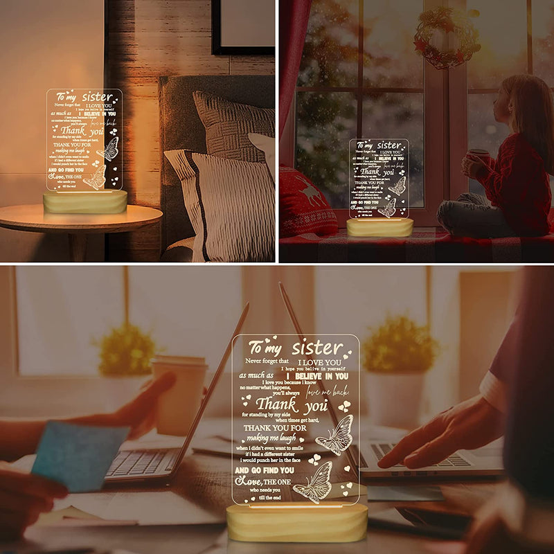 To My Sister Gifts,3D Night Light I Love You Sister LED Illusion Table Lamp for Girl Women Her Mother'S Day Birthday Present Home & Garden > Lighting > Night Lights & Ambient Lighting Lightzz   