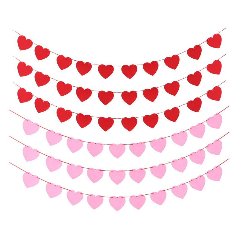 OUNONA 6 Packs Valentine'S Day Heart Shape Pattern Pull Flag Hanging Garland Decor Home & Garden > Decor > Seasonal & Holiday Decorations OUNONA   