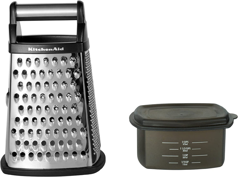 Kitchenaid Gourmet 4-Sided Stainless Steel Box Grater with Detachable Storage Container, 10 Inches Tall, Aqua Home & Garden > Household Supplies > Storage & Organization KitchenAid Black Box Box Grater