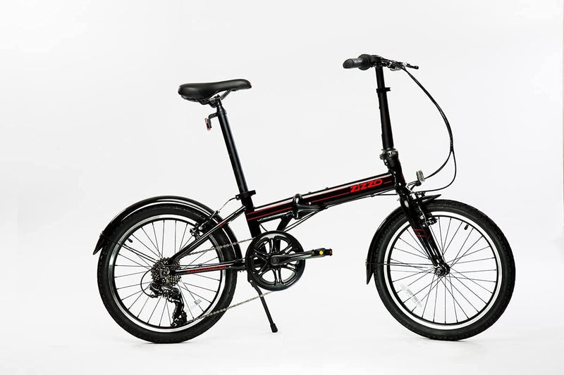 Zizzo via 20” Folding Bike-Lightweight Aluminum Frame Genuine Shimano 7-Speed 26Lb Sporting Goods > Outdoor Recreation > Cycling > Bicycles ZIZZO Black 20" 