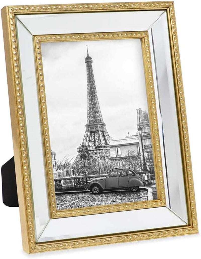 Isaac Jacobs 11X14 (8X10 Mat) Champagne Mirror Bead Picture Frame - Classic Mirrored Frame with Dotted Border Made for Wall Display, Photo Gallery and Wall Art (11X14 (8X10 Mat), Champagne) Home & Garden > Decor > Picture Frames Isaac Jacobs International Gold 5x7 