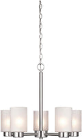 Westinghouse Lighting 6227400 Sylvestre Five-Light Interior Chandelier, Brushed Nickel Finish with Frosted Seeded Glass, 5 Home & Garden > Lighting > Lighting Fixtures > Chandeliers Westinghouse Lighting Brushed Nickel  