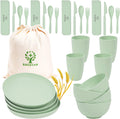 ECOSTAR Wheat Straw Dinnerware Sets - 28-Piece Unbreakable Dinnerware Set, Microwave and Dishwasher Safe - Utensil Sets, Plate and Bowl Sets for Party, Picnic, Camping, Dorm (Pink) Home & Garden > Kitchen & Dining > Tableware > Dinnerware ECOSTAR Green  