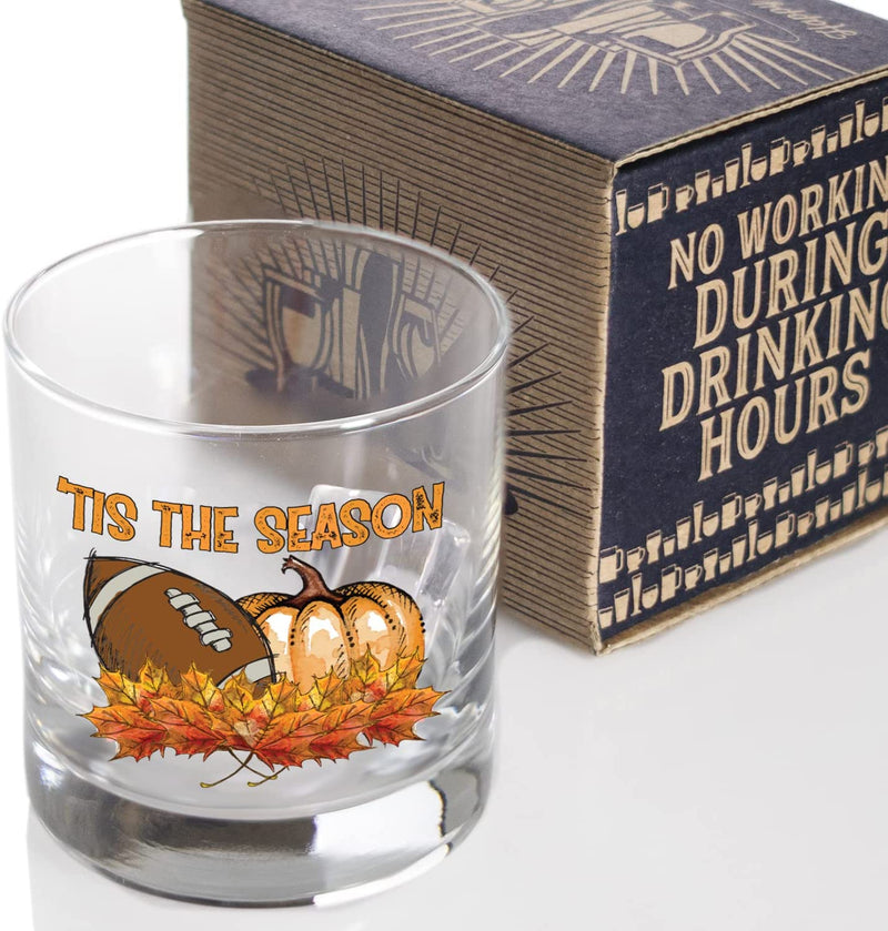 Toasted Tales Tis the Season | Fall Glass Holiday Drinking Glasses | 11 Oz Bourbon Whiskey Rock Glass | Novelty Thanksgiving Glass | Thanksgiving Gifts Home & Garden > Kitchen & Dining > Tableware > Drinkware Toasted Tales   