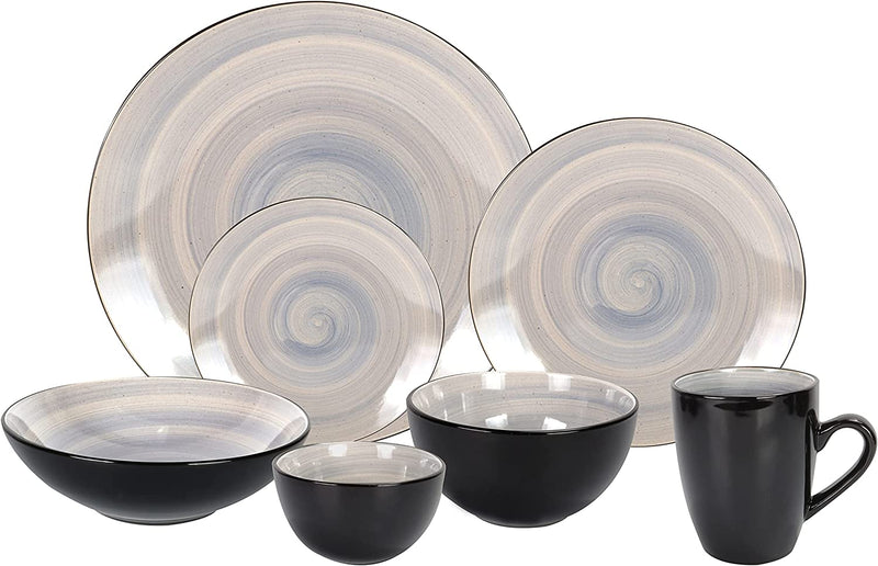 Homevss, Stoneware Sonoma 16Pc Dinnerware Set, Black + Speckled Spin Wash Purple Home & Garden > Kitchen & Dining > Tableware > Dinnerware HomeVss Gray 56pc Set 