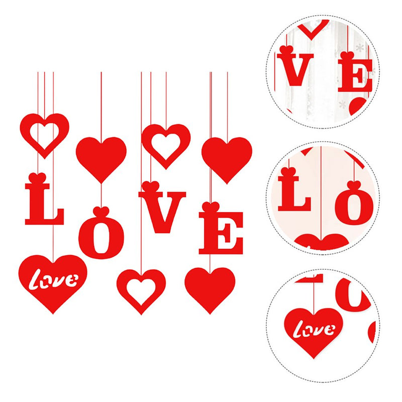 FRCOLOR 11 Pcs Valentine'S Day Party Decors Felt Hanging LOVE Heart Decorations (Red) Home & Garden > Decor > Seasonal & Holiday Decorations FRCOLOR   