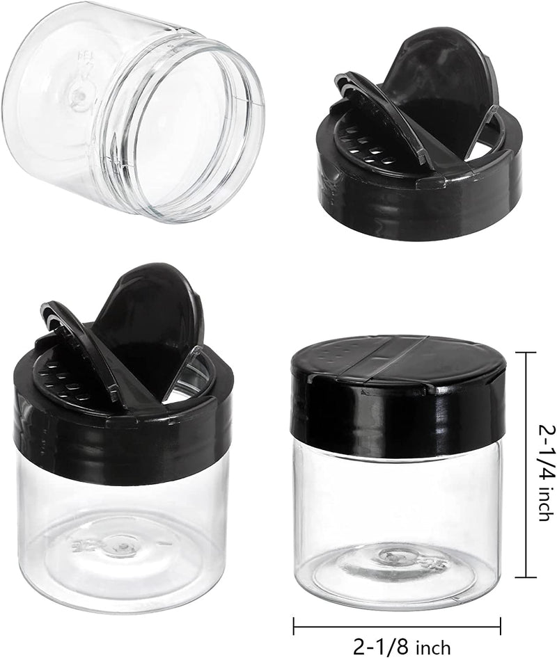 Foraineam 30 Pack Clear Plastic Jars 4 Oz Mini Seasoning Bottles Spice Jars with Black Flip Cap to Pour or Shaker, round Food Safe Storage Containers with Lids for Spice Powders Cosmetics Crafts Home & Garden > Decor > Decorative Jars Foraineam   