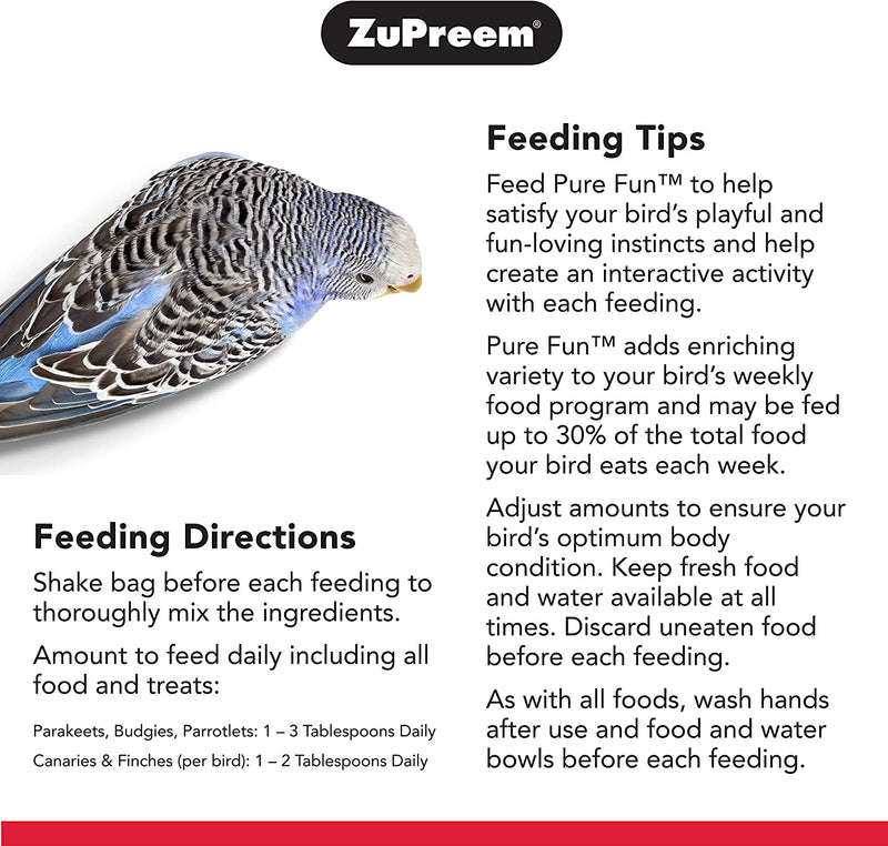 Pure Fun Bird Food for Small Birds by Zupreem Animals & Pet Supplies > Pet Supplies > Bird Supplies > Bird Food ZuPreem   