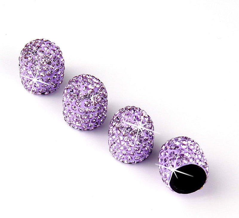 JUSTTOP 4 Pack Handmade Crystal Rhinestone Car Tire Valve Stem Caps, Car Wheel Tire Valve, Attractive Dustproof Bling Car Accessories, Universal for Cars, Trucks and Motorcycles-White Sporting Goods > Outdoor Recreation > Winter Sports & Activities JUSTTOP-valve stem cap-black Purple  
