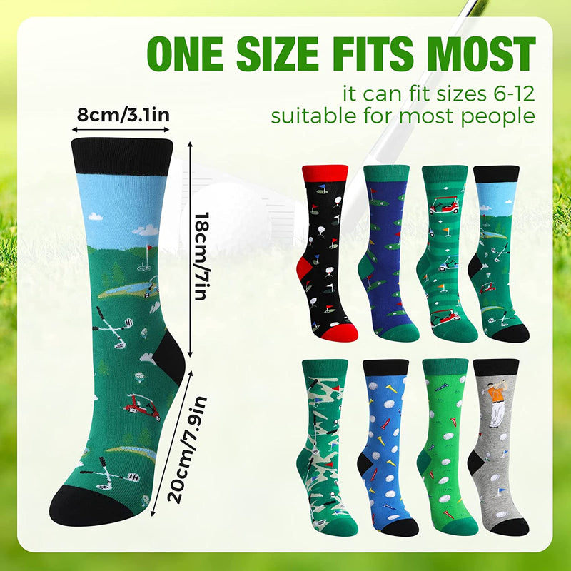 Jagely 8 Pairs Men'S Novelty Golf Socks Funky Sports Crew Socks Golf Lover Funny Gifts for Women Men Teens Running Athletic, One Size Sporting Goods > Outdoor Recreation > Winter Sports & Activities JaGely   