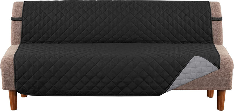 Meillemaison Sofa Slipcovers Reversible Quilted Chair Cover Water Resistant Furniture Protector with Elastic Straps for Pets/ Kids/ Dog(Chair, Black/Grey) (MMCLKSFD01C6) Home & Garden > Decor > Chair & Sofa Cushions MeilleMaison Black/Grey Futon 