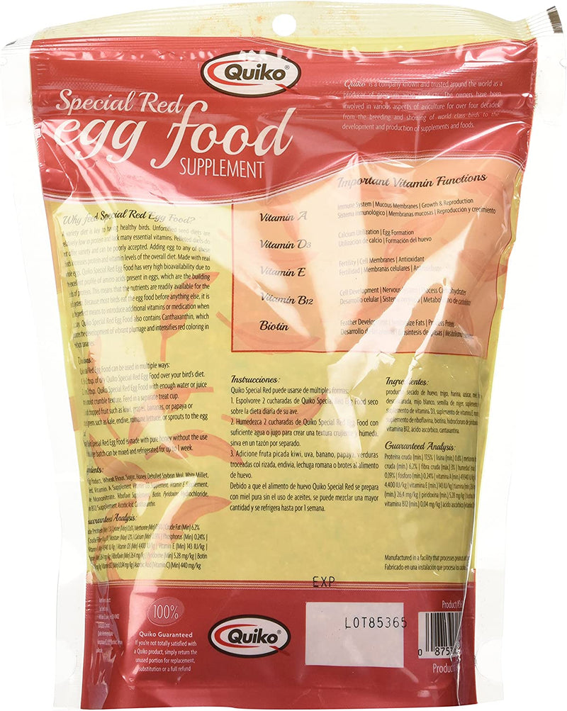 Quiko Special Red Egg Food Supplement, Red-Factor Formula with Canthaxanthin for Canaries, 1.1 Lb. Pouch Animals & Pet Supplies > Pet Supplies > Bird Supplies > Bird Food Vitakraft   