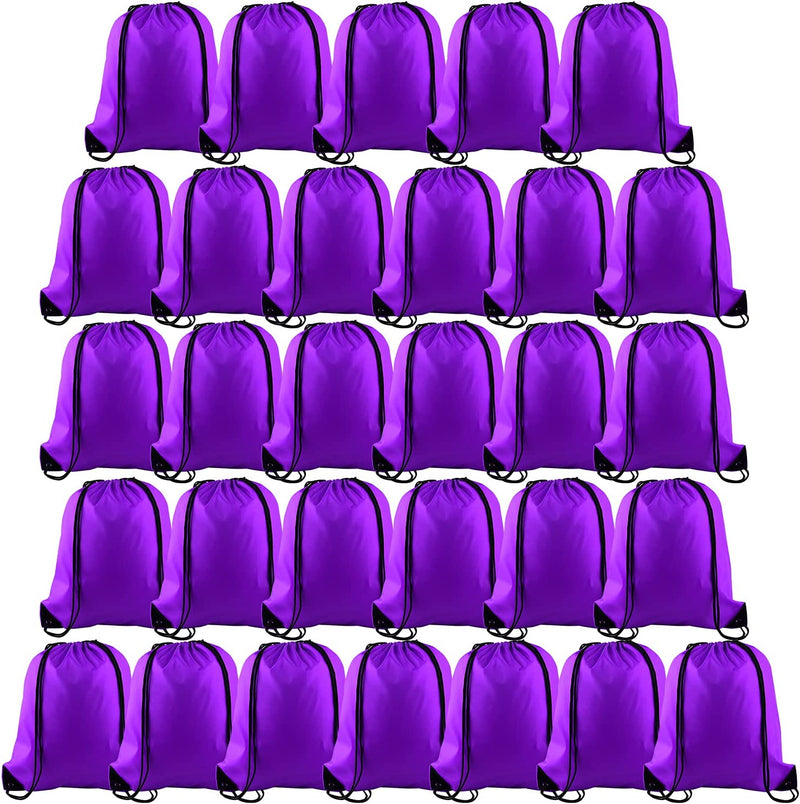 PLULON 25 Pcs Blue Drawstring Backpack Bags Bulk String Backpack Cinch Sack Pull Sport Gym Backpack Bags for Yoga Traveling Outdoor Sports Home & Garden > Household Supplies > Storage & Organization PLULON Purple-30  