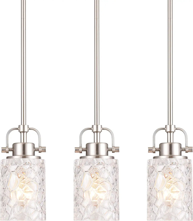ALICE HOUSE 3 Pack Mini Modern Pendant Lights for Kitchen Island, Brushed Nickel Glass Hanging Lamp, Contemporary Farmhouse Pendant Lighting for Dining Room, Restaurants and Shops AL9082-P1 (Set of 3) Home & Garden > Lighting > Lighting Fixtures ALICE HOUSE   