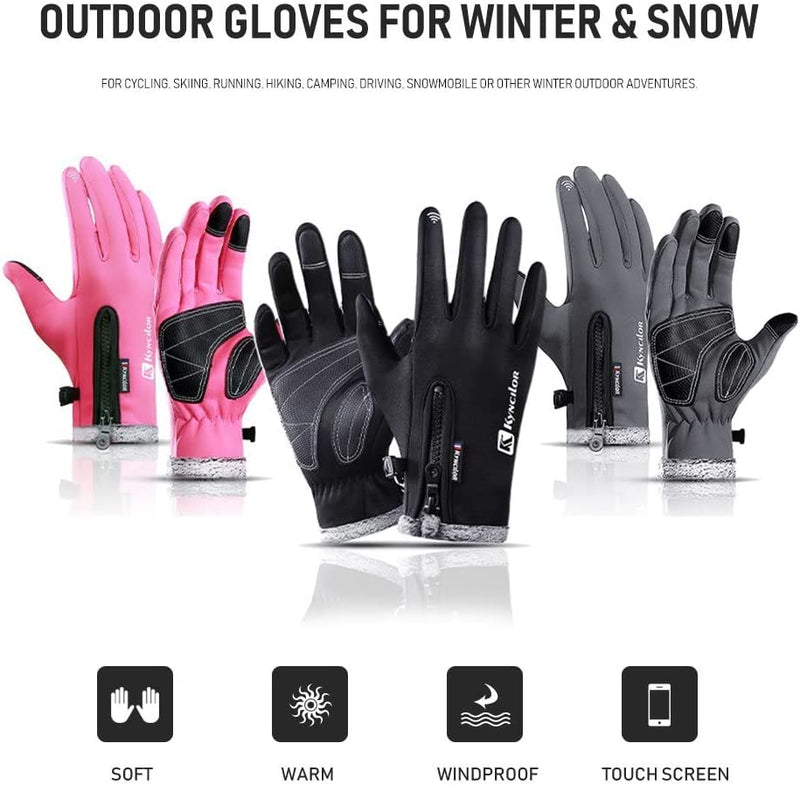 Mengk Winter Warm Gloves Fleece Windproof Waterproof Touchscreen Sports Cycling Skiing Bicycle Outdoor Work Gloves Sporting Goods > Outdoor Recreation > Boating & Water Sports > Swimming > Swim Gloves MengK   