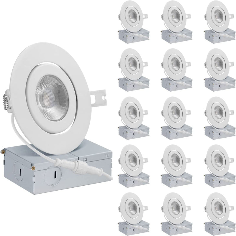 QPLUS 4 Inch Ultra-Thin Adjustable Eyeball Gimbal LED Recessed Lighting with Junction Box/Canless Downlight, 10 Watts, 750Lm, Dimmable, Energy Star and ETL Listed (5000K Day Light, 12 Pack) Home & Garden > Lighting > Flood & Spot Lights QPLUS 4000k Cool White 16 Pack 