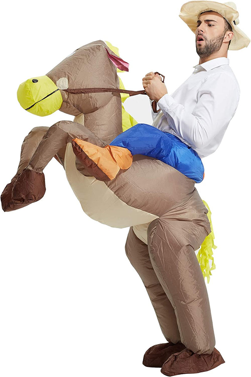 TOLOCO Inflatable Costume Adults and Kid, Cowboy Costume, Inflatable Horse Costum, Blow up Costume Halloween  Does Not Apply   