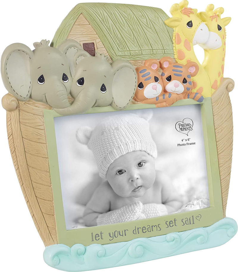 Precious Moments 201442 Let Your Dreams Set Sail Resin/Glass Photo Frame Baby Décor, One Size, Multicolored