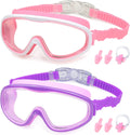 KAILIMENG Kids Swim Goggles, 2 Pack Swimming Goggles for Age 3-15, Anti-Fog Anti-Uv Cear Wide View Sporting Goods > Outdoor Recreation > Boating & Water Sports > Swimming > Swim Goggles & Masks KAILIMENG 2p.pink & Purple  