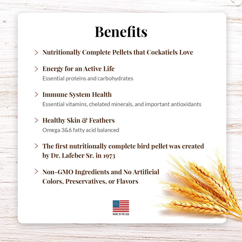 Lafeber Premium Daily Diet Pellets Pet Bird Food, Made with Non-Gmo and Human-Grade Ingredients, for Cockatiels, 5 Lb Animals & Pet Supplies > Pet Supplies > Bird Supplies > Bird Food Lafeber Company   