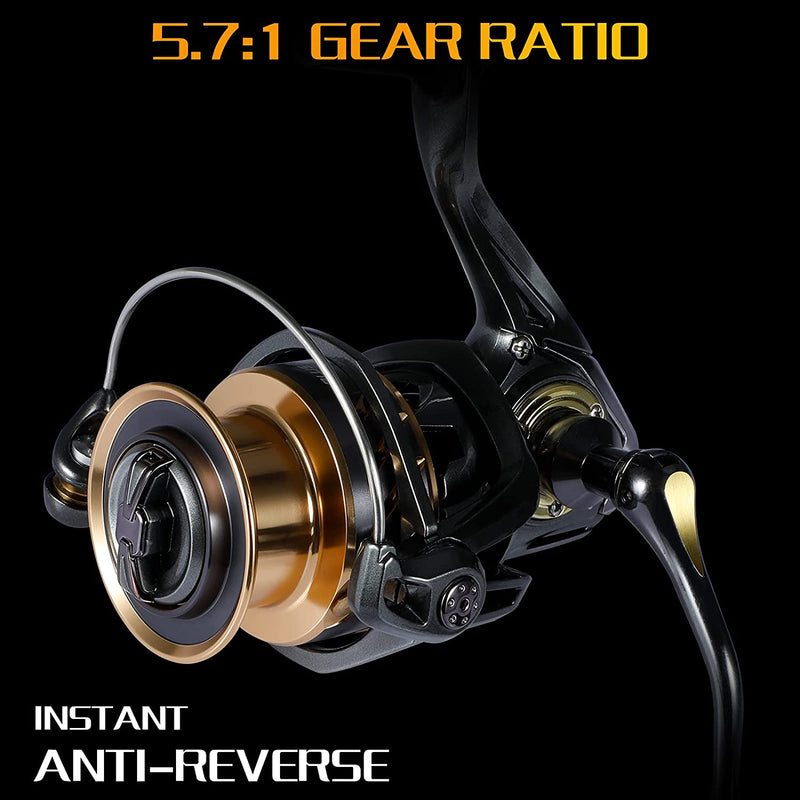 PLUSINNO GG Spinning Reel, High Speed Fishing Reels with 5.1:1 - 5.7:1 Gear Ratio, 22-30 LB Powerful Drag System, 9+1BB Ultra Smooth Powerful, Ultralight Spinning Reels for Freshwater and Saltwater Sporting Goods > Outdoor Recreation > Fishing > Fishing Reels PLUSINNO   